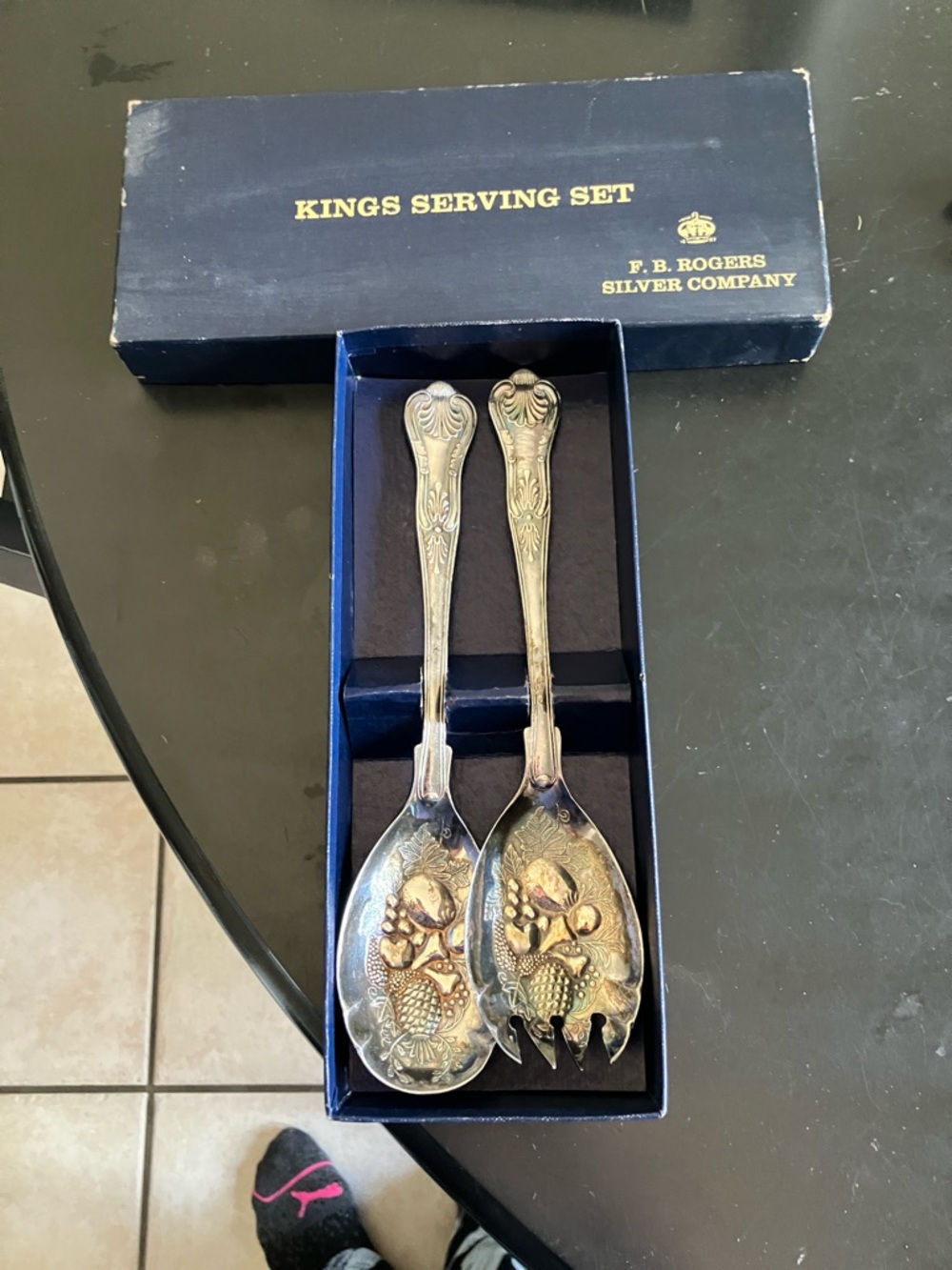 F.B. Rogers Kings Serving Set - Silver Tone Decorative Fruit Design